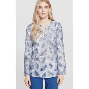 TORY BURCH  Baltic Sea Dream Catcher Blue Burn Out Tunic Size 4